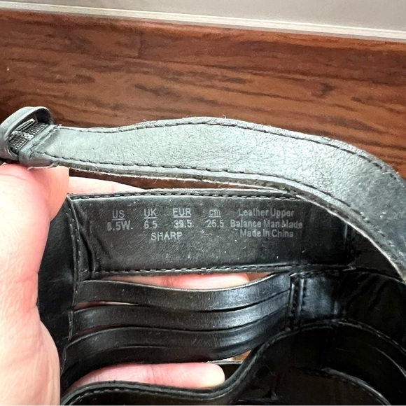 Franco Sarto Sharp Sandals Faux Black Leather Platform Cork Wedge Slingback 8.5 - Picture 12 of 13